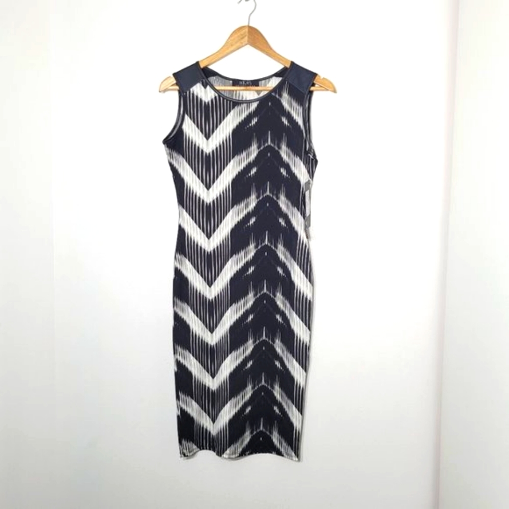 HKR Collections NEW Black Chevron Stripe Sheat Dress Stretch Business Casual NWT